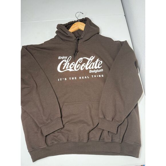 Rare Gildan Heavy Blend Cotton Blend Enjoy Chocolate Belgium Hoodie Size XL - Picture 5 of 9